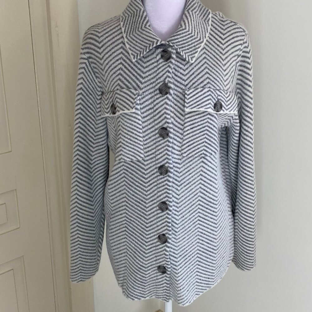 William Rast Shacket Cardigan Sweater Chevron Button-Up